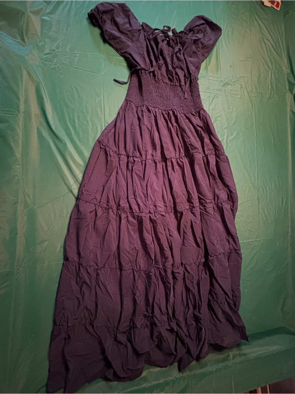 Women’s dark navy Tiered Maxi Dress with Smocked Waist